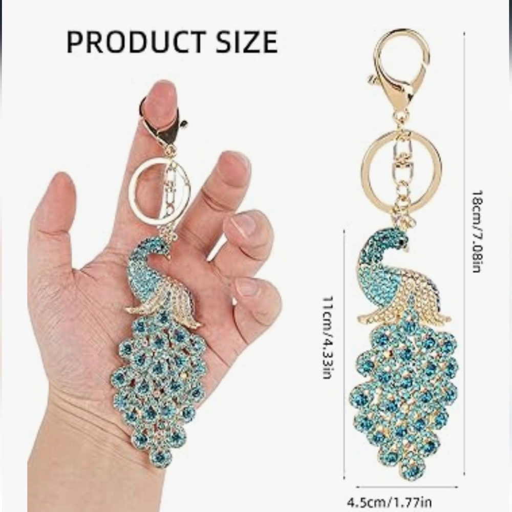 Peacock 🦚 Bag Charm/ Keychain New - Picture 9 of 9